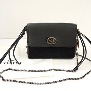 COACH black leather studded mini chain crossbody